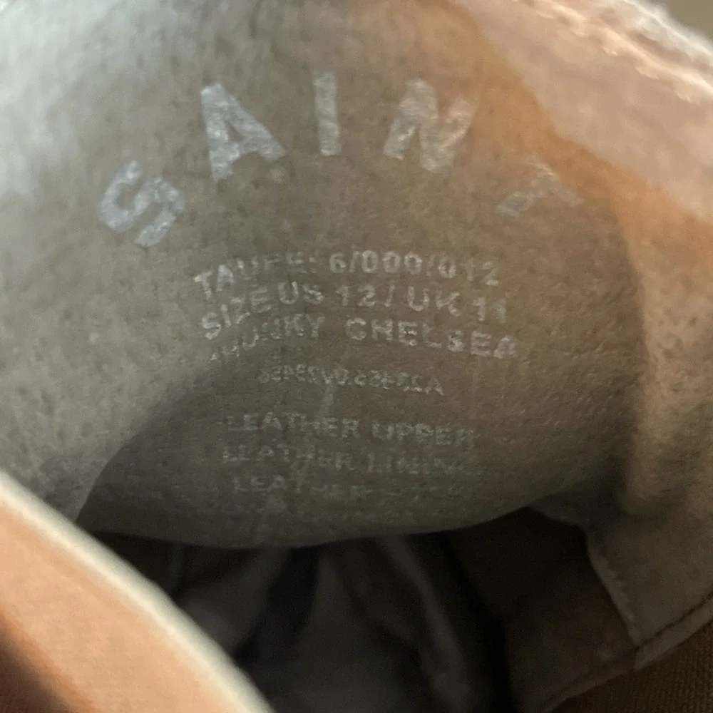 NIB SAINT MORTA Men Leather Sz US 12 EU 46 Chunky Chelsea Boot Taupe Dust Bags‎